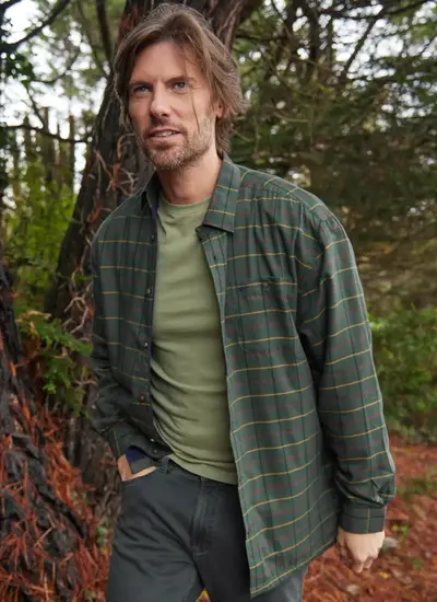 Beech Fleece Overshirt in Green Check